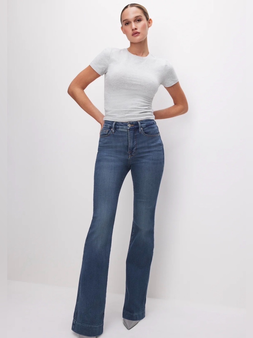 Good American Dark Blue Wide-Leg Jeans